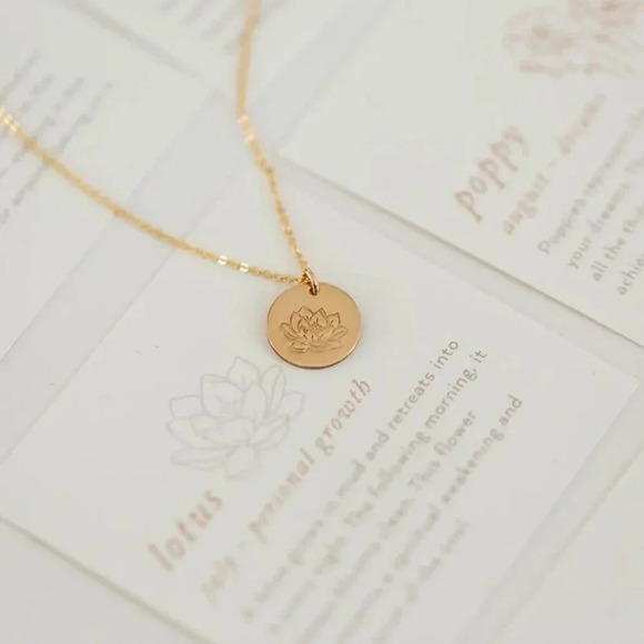 July Lotus Birth Flower Bohemian Charm Necklace - Picture 3 of 8